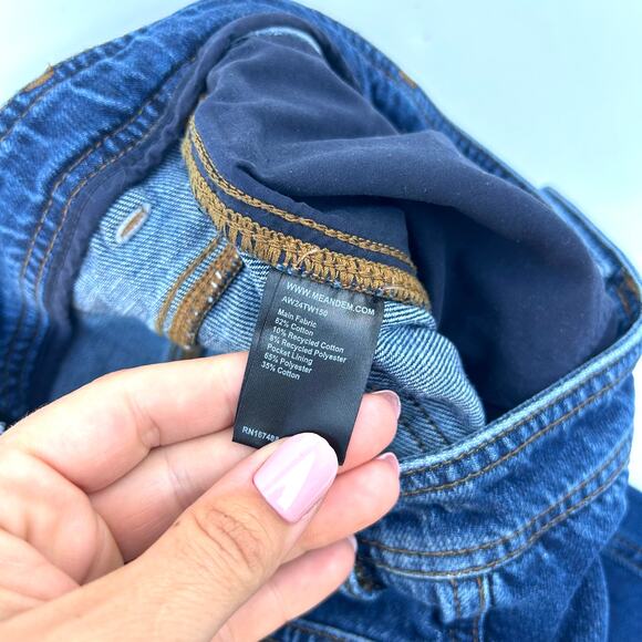 ME+EM Soft Denim Pleated Pants Mid Wash Jean Denim Trousers 2 Wide Leg High - Picture 12 of 13